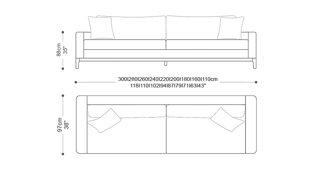 Image of the main dimensions of the product